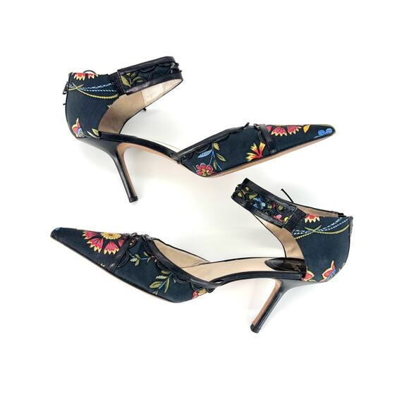Vintage Dior SS 2002 Floral Print Bow Detail Pointed Toe High Heel Pumps 40.5 - Picture 4 of 7